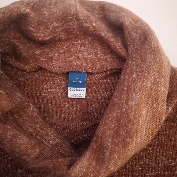 Old Navy Ladies Size Medium Petite Rust & Beige Turtleneck Sweater Dress - Picture 4 of 7